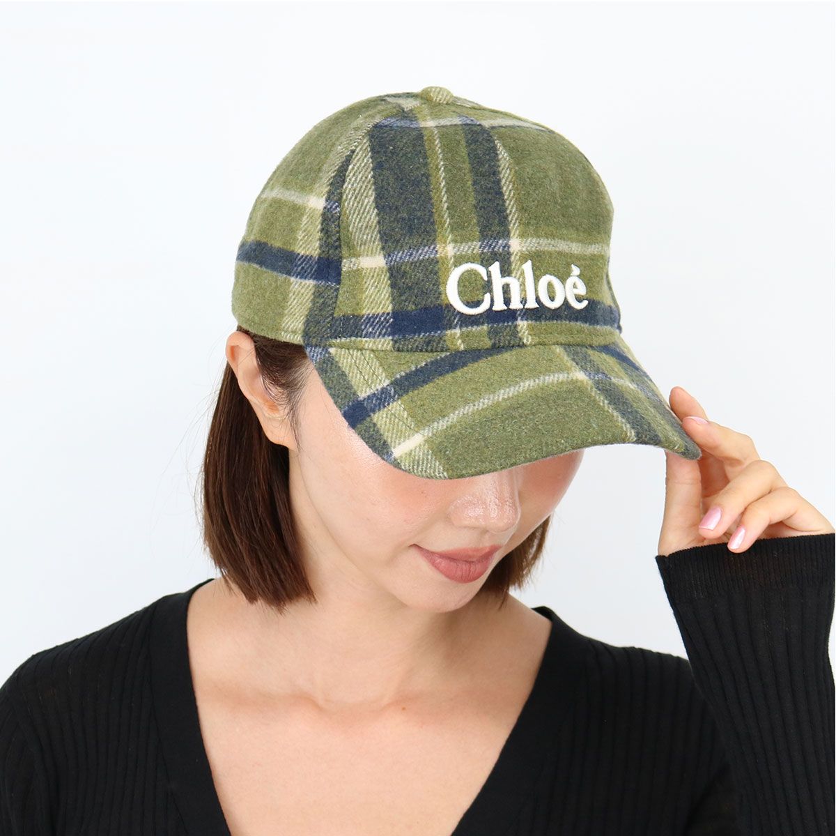 CHLOE KIDS クロエ キッズ ベースボールキャップ C20682 大人もOK 帽子 CAP コットン ロゴ刺繍 レディース 子供 ガールズ チェック柄 ベージュ
