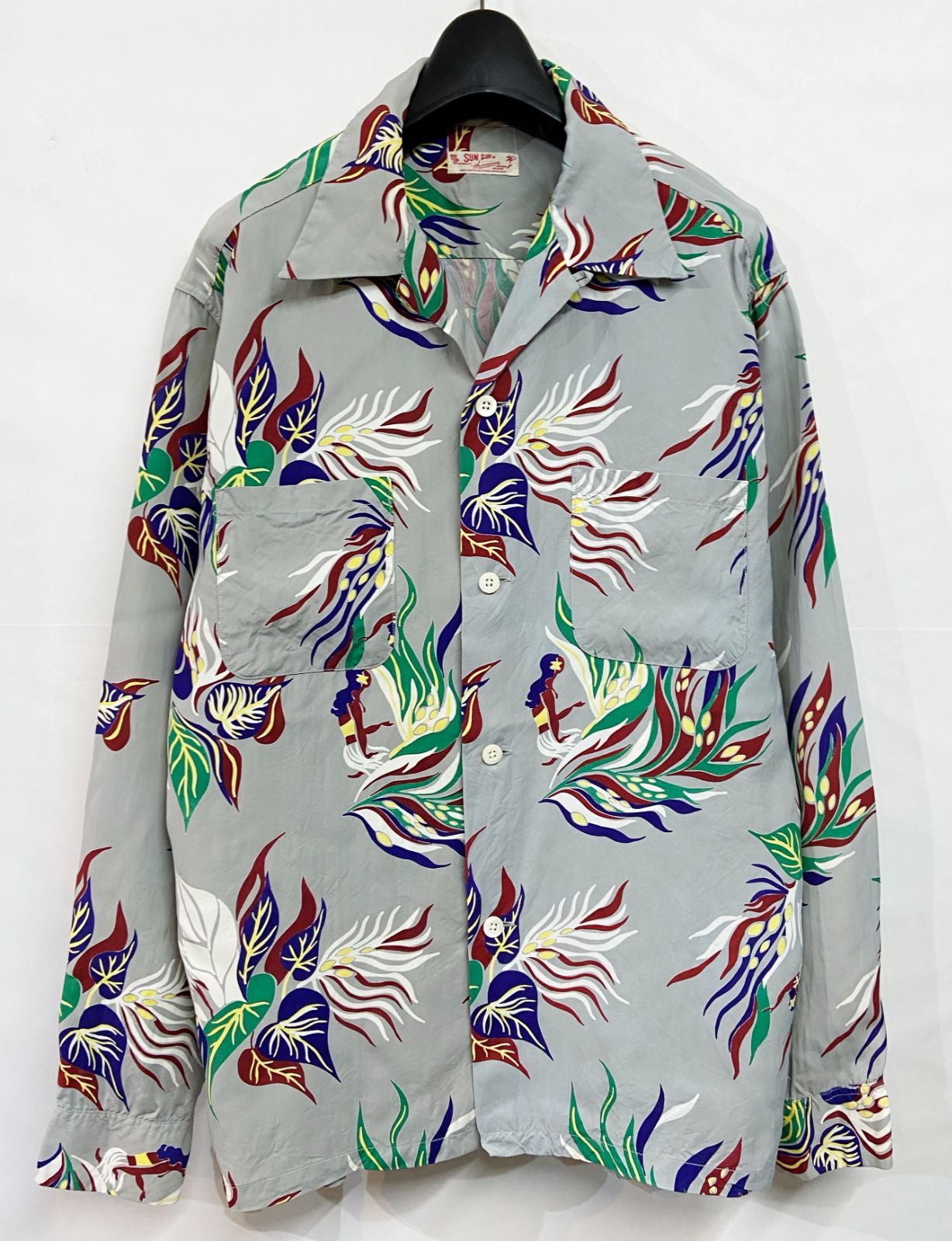 美品　サンサーフ　アロハシャツ　長袖　XLサイズ　　フラガール 美品 サンサーフ アロハシャツ 長袖 XLサイズ フラガール
