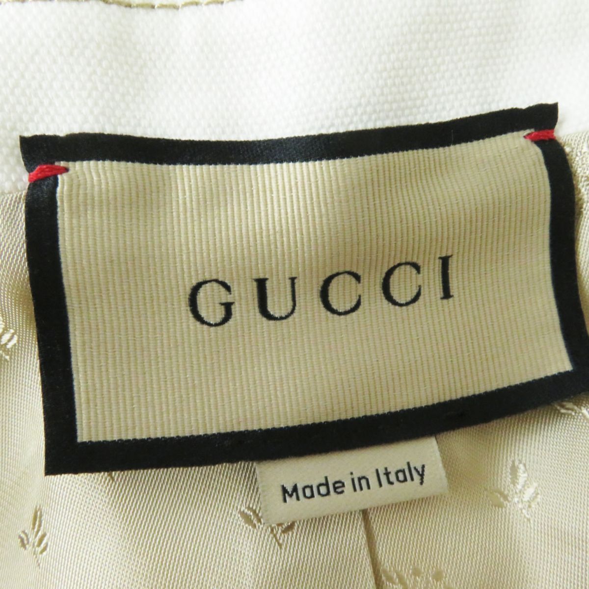 極美◎正規品 定価440000円 GUCCI グッチ 723630 レディース インターロッキングGボタン コットンキャンバス ジャケット ホワイト  36 伊製