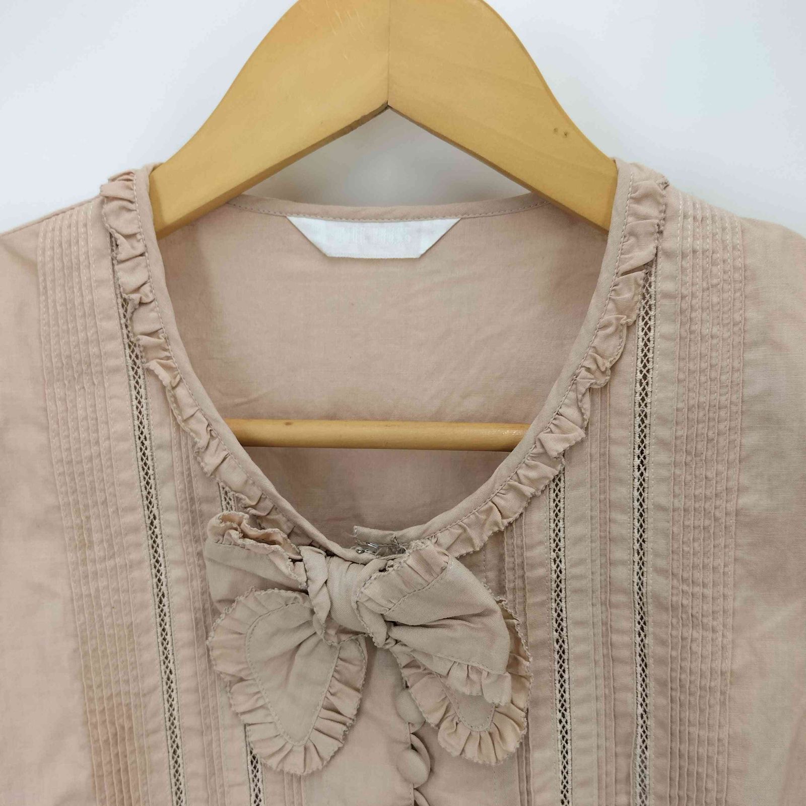 ピンクハウス PINK HOUSE 90S 94AW フロント リボン ピンタック レース 