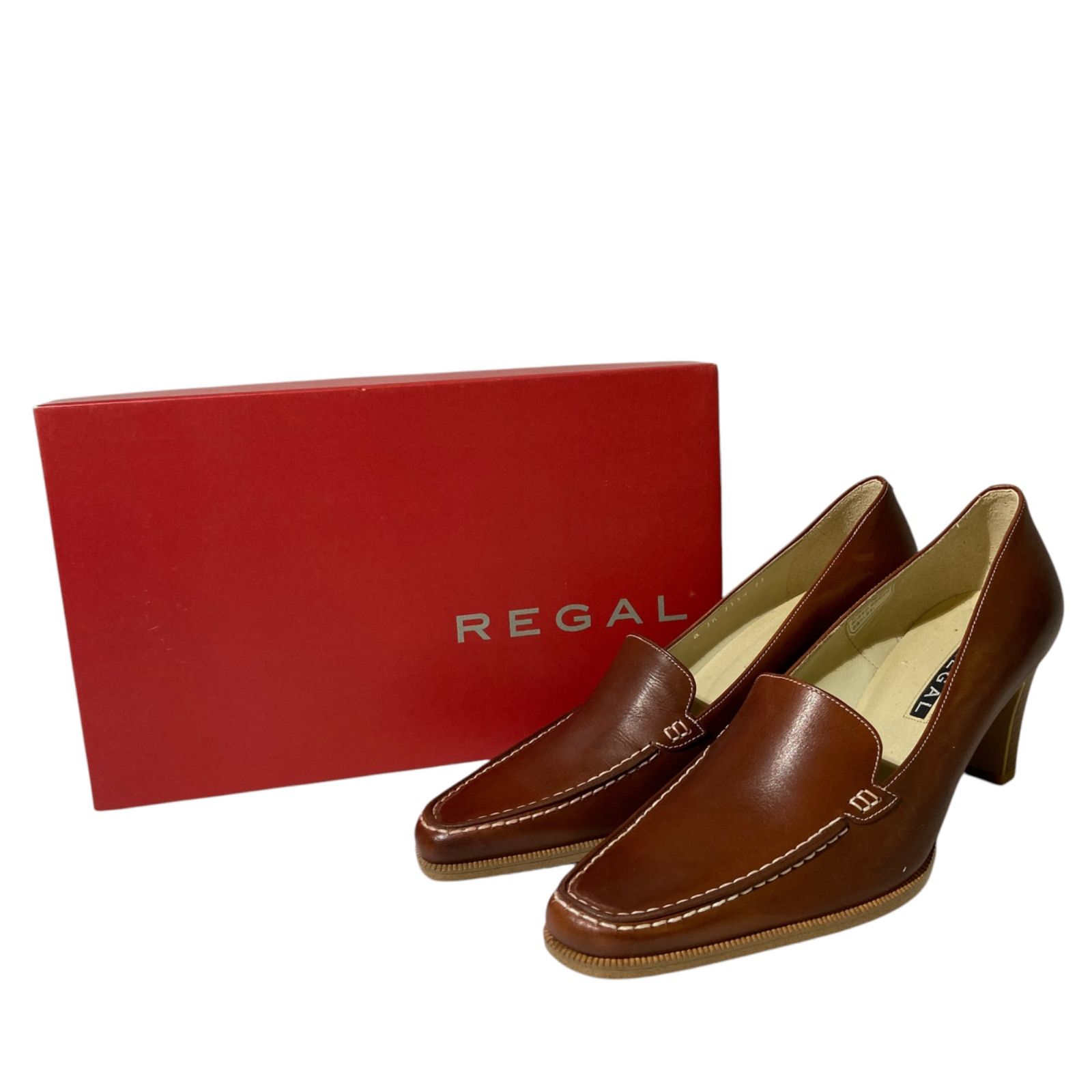 REGAL リーガル パンプス ヒール ローファー レザー ブラウン 23cm 