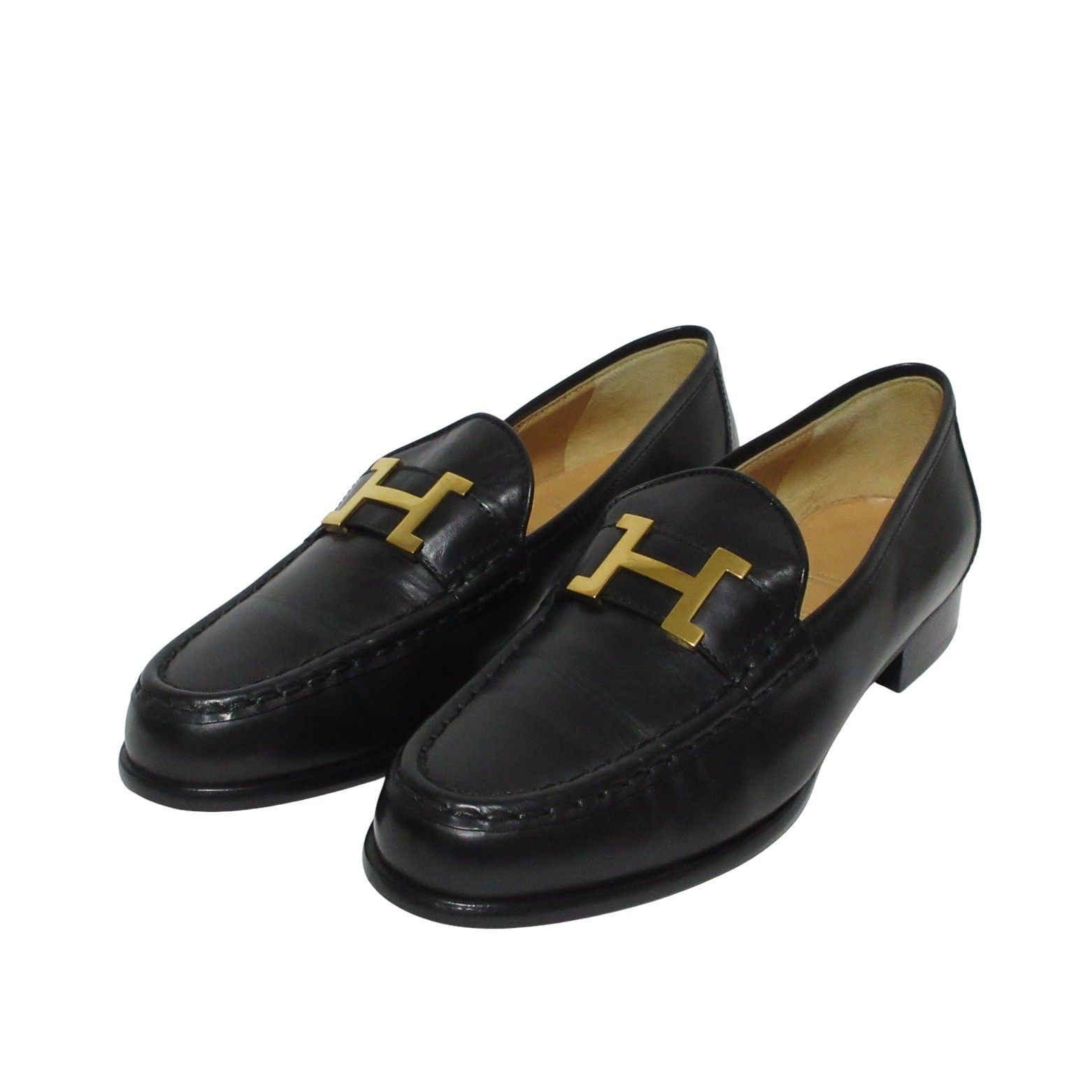 エルメス黒モカシンHローファー36.5約23.5前後