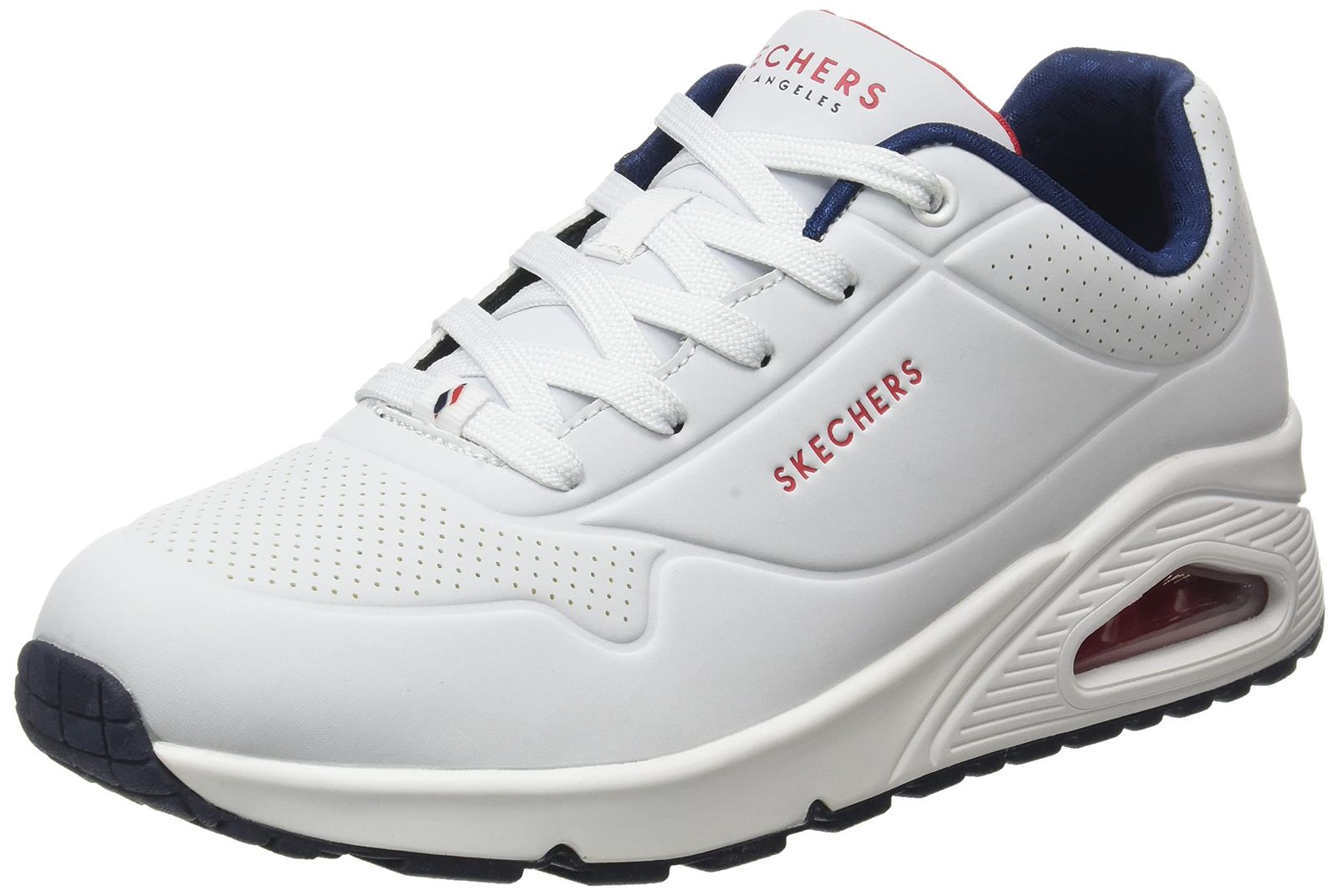 SKECHERS スケッチャーズ レディース 女性用 シューズ 靴 スニーカー 運動靴 Uno - Stand on Air - White 7.5 B - Medium 並行輸入品 ホワイト|ネイビー|レッド 24.5 cm