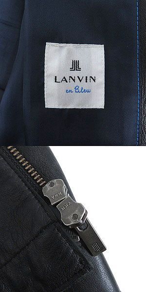 美品□LANVIN en Bleu/ランバンオンブルー 裏地ストライプ柄 WZIP