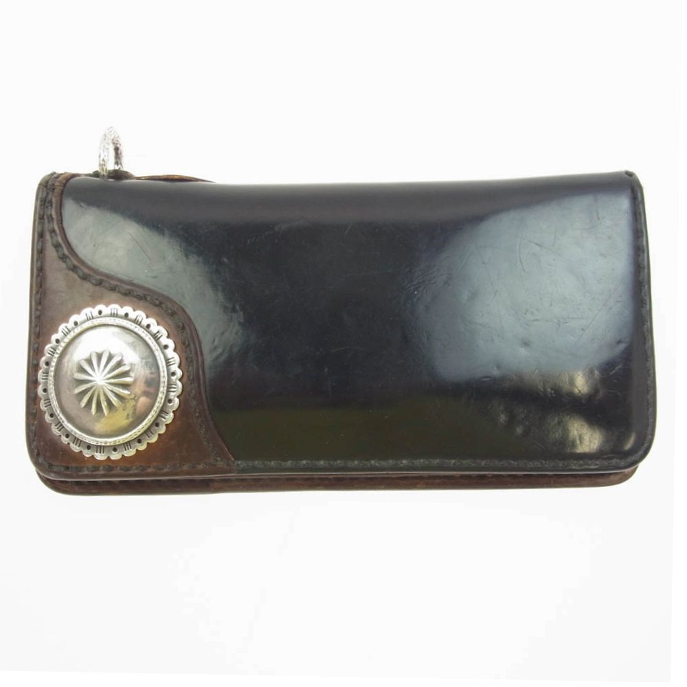 フラットヘッド クロコ コードバン ロングウォレット ブラック コード