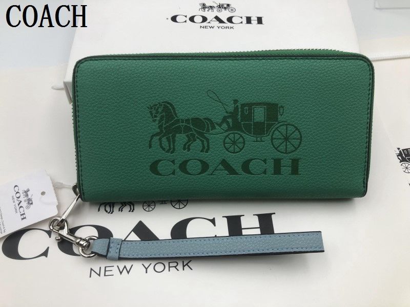 コーチ 長財布 COACH 財布 シグネチャー アコーディオンラウンドジップウォレットレディース 緑財布 贈り物225C  C5889新品未使用  E20