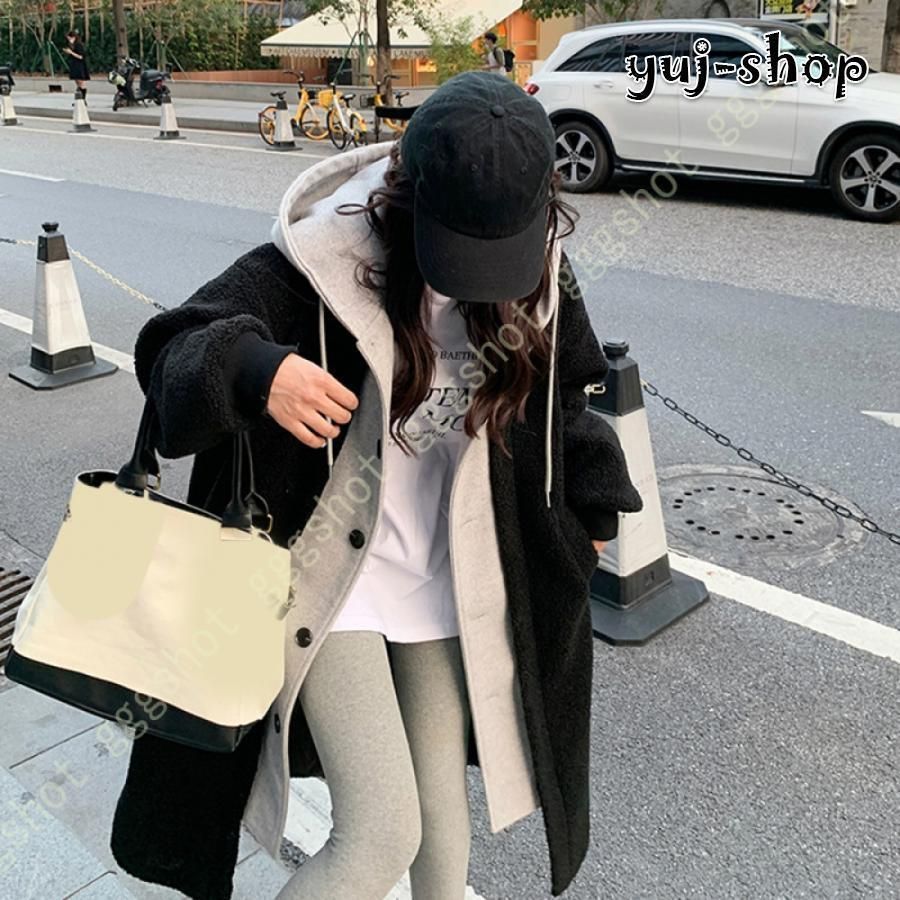 ボアブルゾン 配色ロング丈