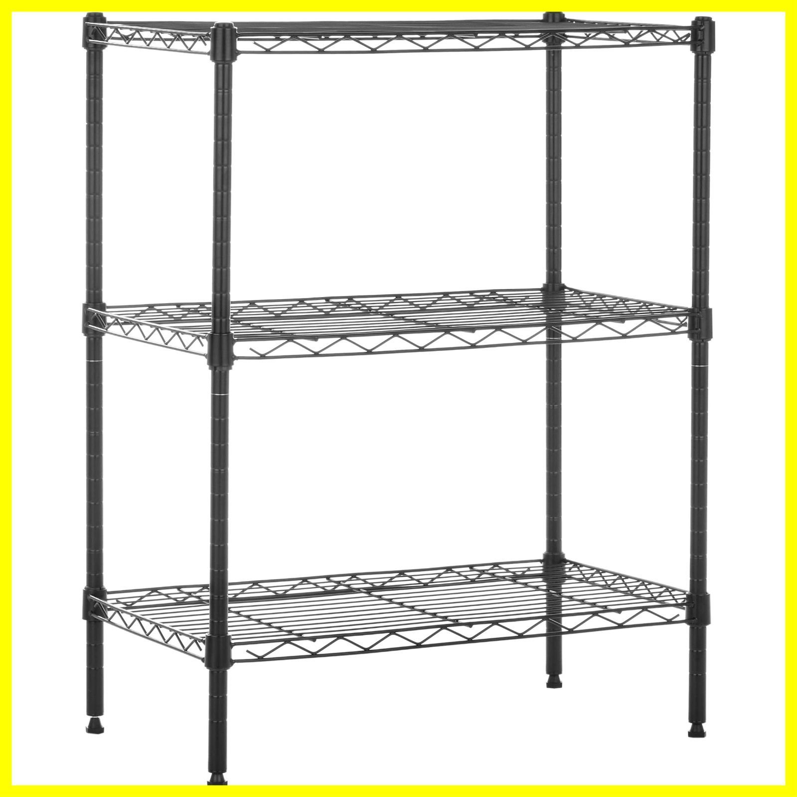 送料無料ベーシック 3段スチールラック 棚 メタルラック 耐荷重340kg 幅58.9×奥行34×高さ76.2cm ブラック