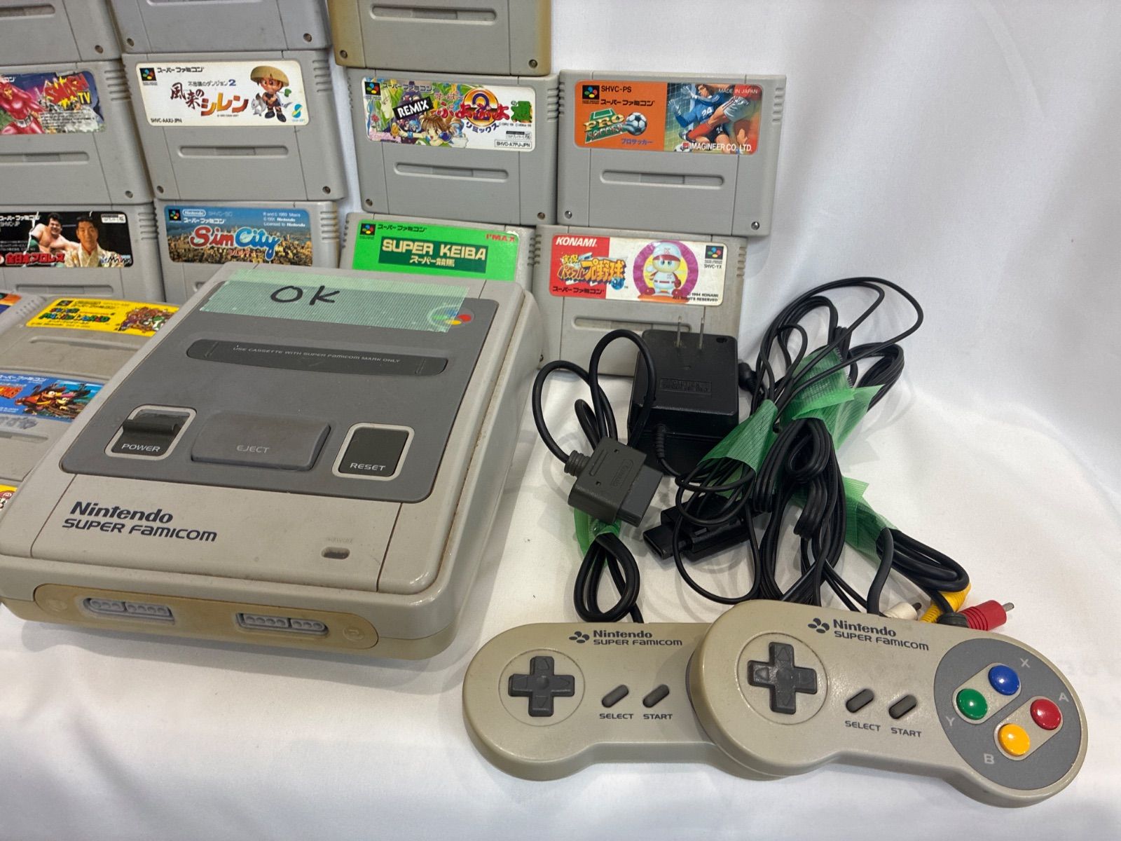 SFC スーパーファミコン 本体一式 ソフト 20本以上セット まとめ売り | スーパーファミコン本体　コントローラー・アダプタ・ケーブル セット | スーパーファミコン