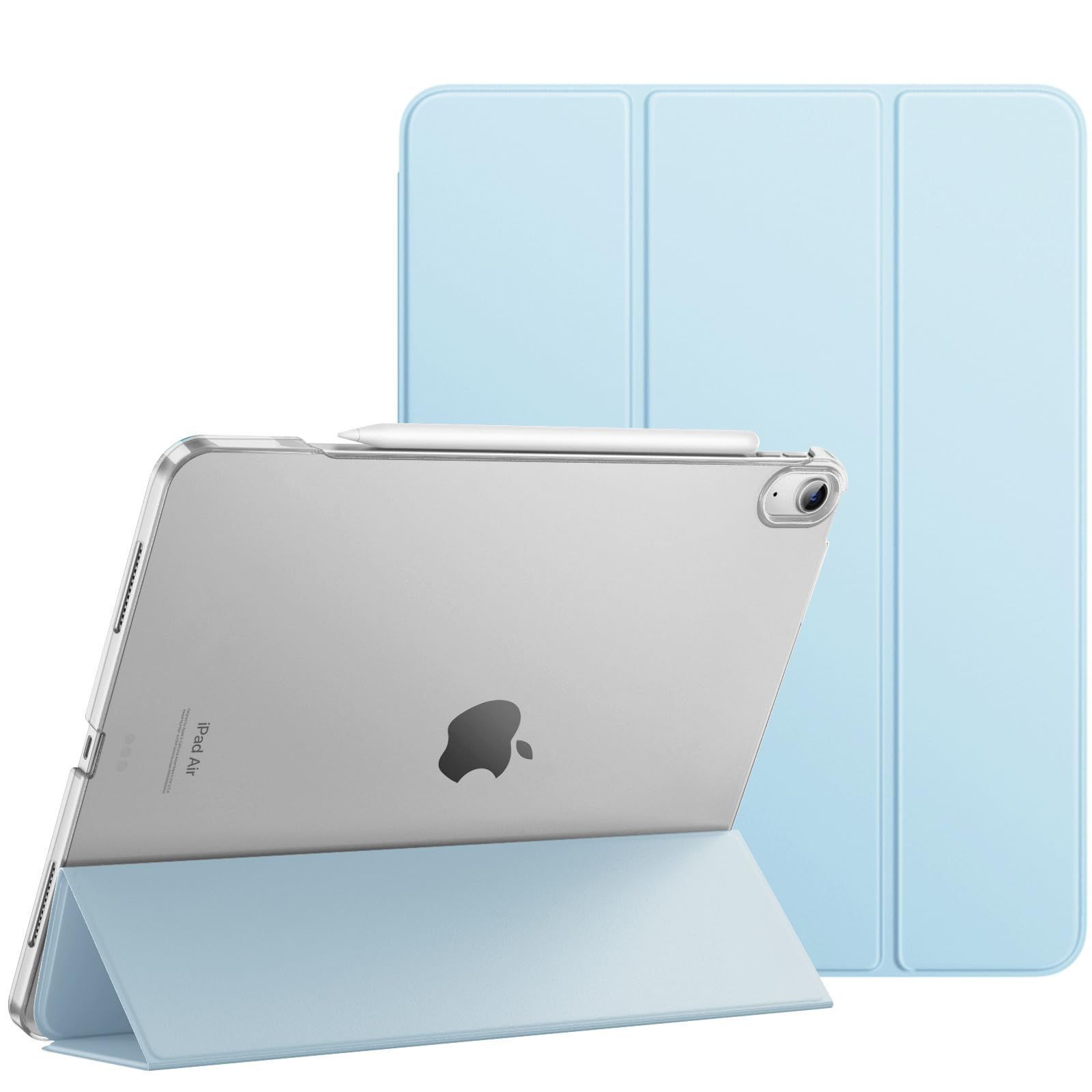 PUレザー外装 三つ折りスタンド Pro取付対応 Pencil オートスリープ機能 裏地マイクロファイバー 手帳型カバー 13インチ M 3 2 Air iPad SkyBlue ケース 2025 Mo