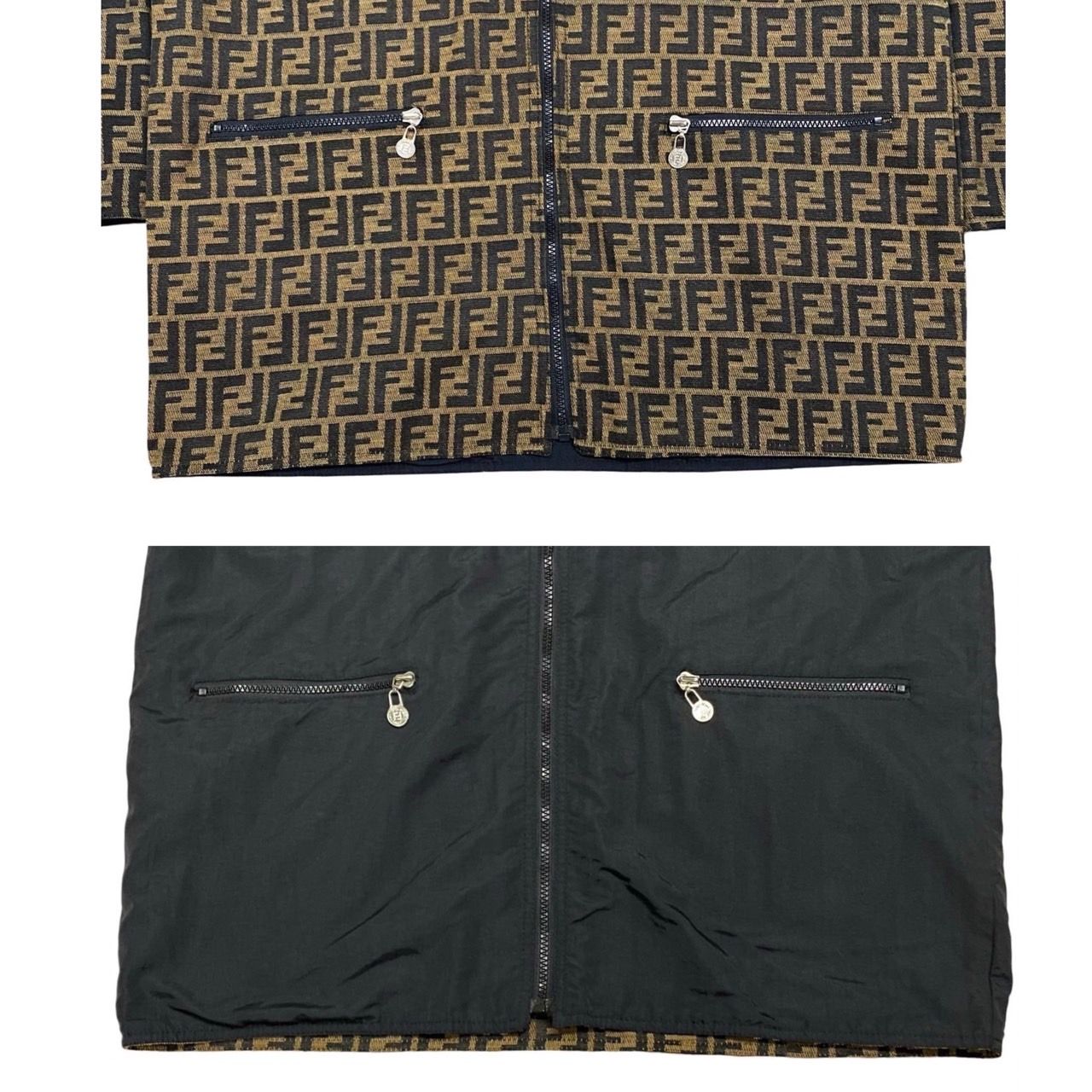 極 美品 フェンディ ズッカ FF 総柄 リバーシブル ブルゾン ジャンパー 極 美品 FENDI フェンディ ズッカ FF 総柄 ポリエステル