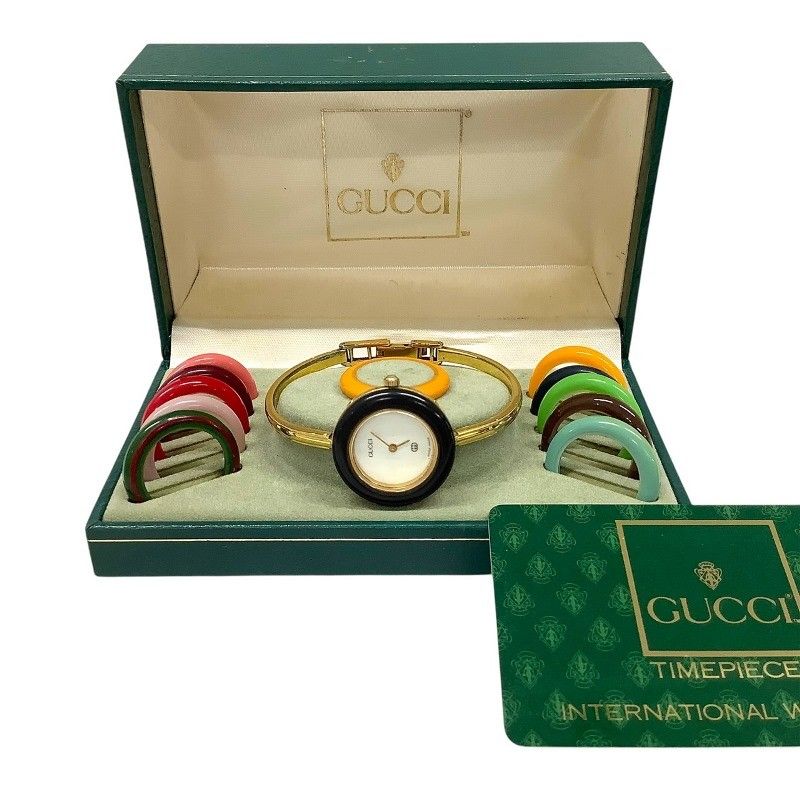 稼働品 GUCCI グッチ チェンジベゼル レディース 時計 ベゼル11個 高価買取】【GUCCI】グッチ 11/12.2 チェンジベゼル レディース