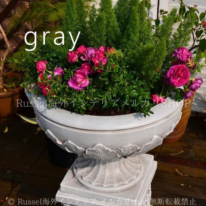 プランター ヴィンテージ調 ホワイト グレー 酸化マグネシウム素材 庭 ローマ風 アンティーク調 ガーデニング 雑貨 ガーデン雑貨 ガーデンインテリア ガーデン インテリア 庭の装飾 お洒落 おしゃれ 8-14