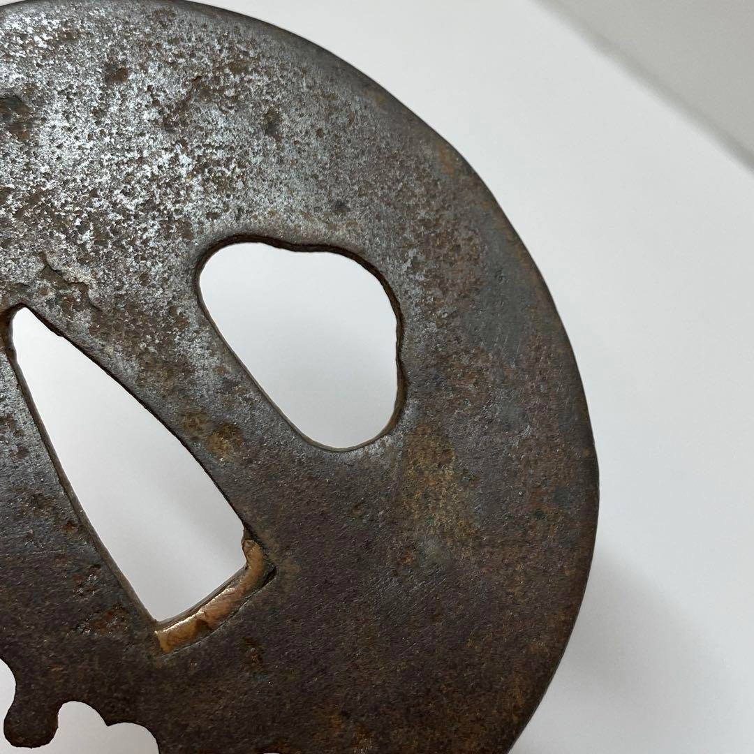 正阿弥秀延在銘　鉄鍔　107g  東Y6-0617☆2Fタエチ 正阿弥秀延在銘 鉄鍔 107g 東Y6-0617☆2Fタエチ 正