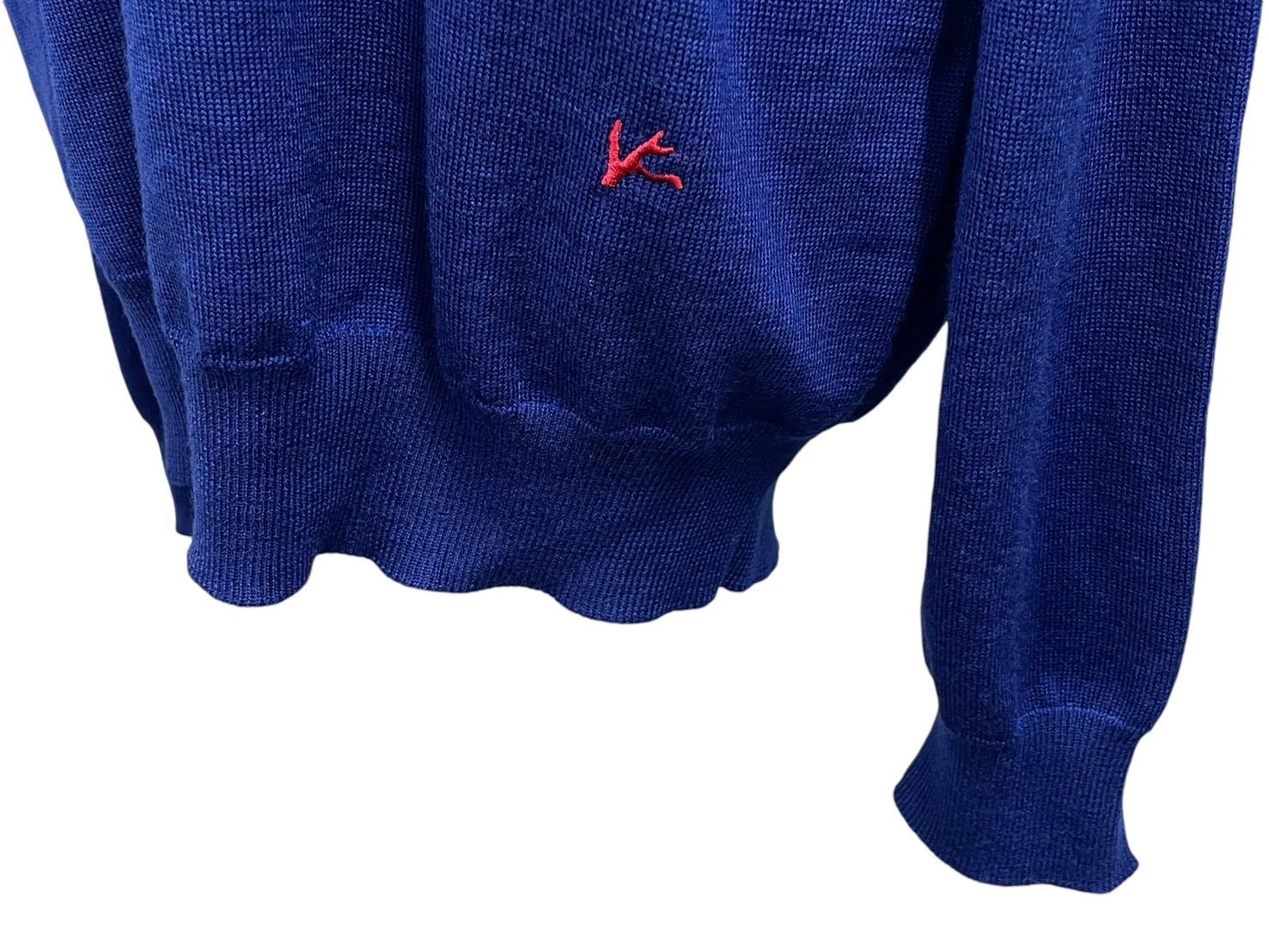 美品 ISAIA イザイア ウール ニット ブルー 青 刺繍 長袖 トップス  