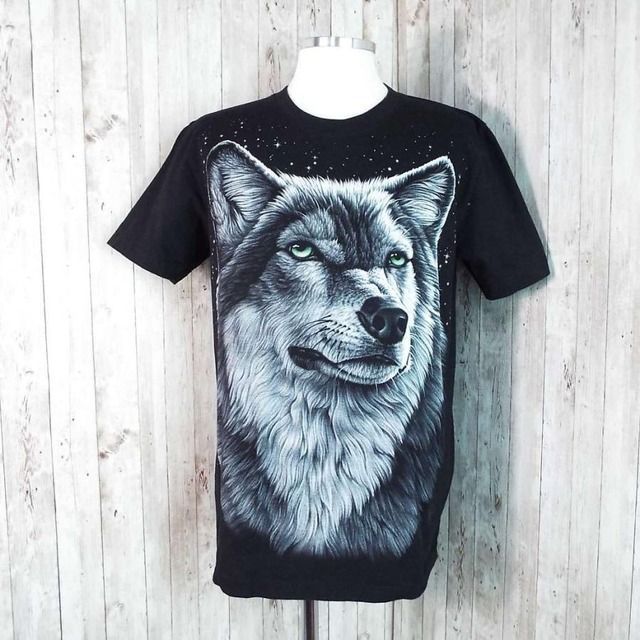 アニマルTシャツ】Sサイズ｜anial print wolf オオカミ 狼