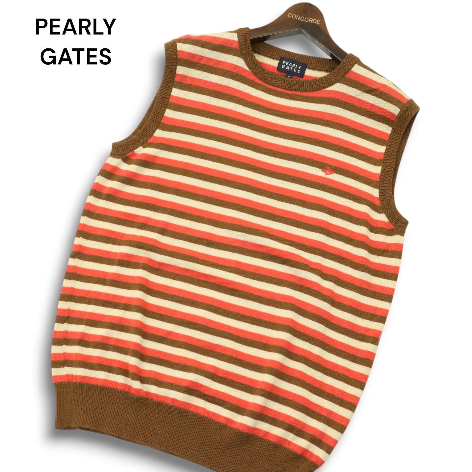 【超美品】PEARLYGATES ボーダージャケット　ベスト付き　サイズ0 PEARLY GATES パーリーゲイツ ゴルフ 秋冬 ウール100％☆ ボーダー柄