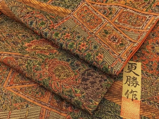 平和屋着物□更勝 小紋 花鳥文 鬼しぼ縮緬 正絹 逸品 未使用