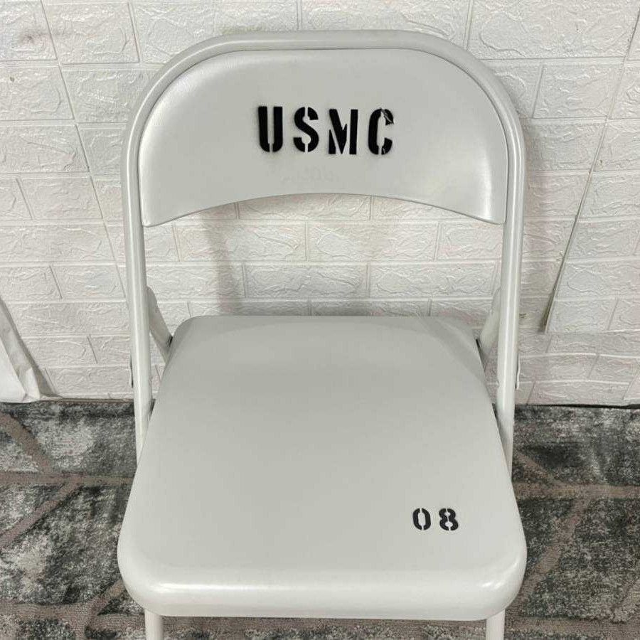 米軍放出品】 未使用品 MECO 折り畳みイス パイプ椅子 1脚 USMC ロゴ