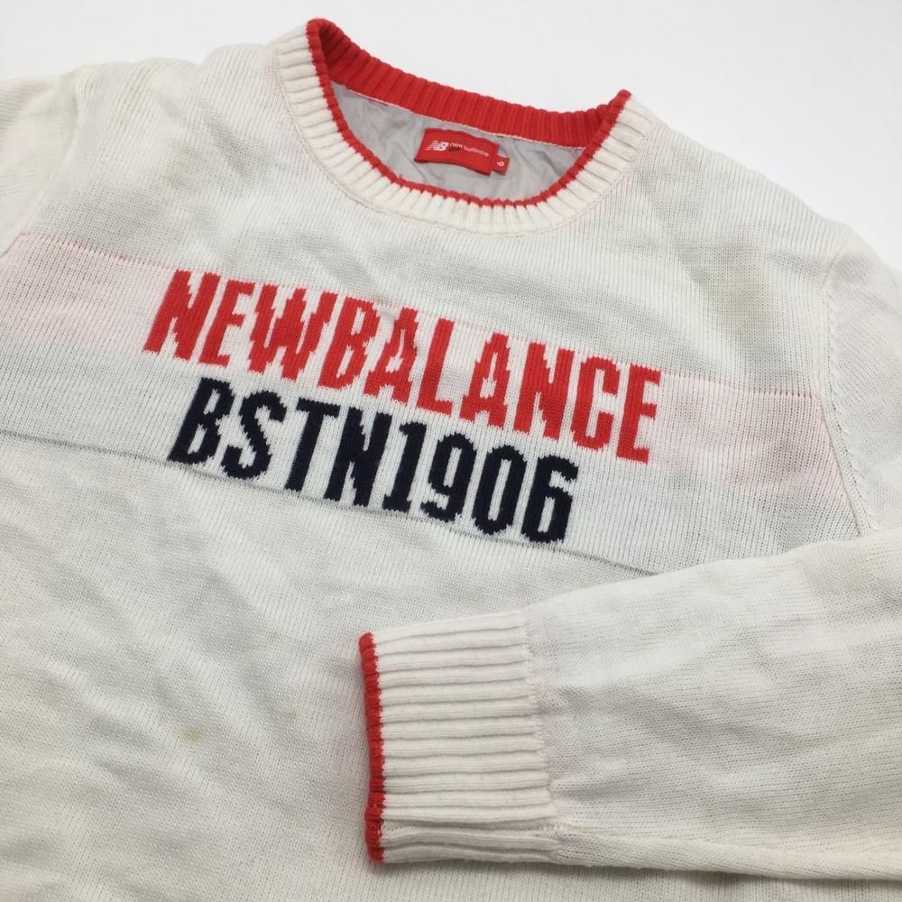ニューバランスゴルフ 裏地付セーター 白×レッド フロントロゴ ニット