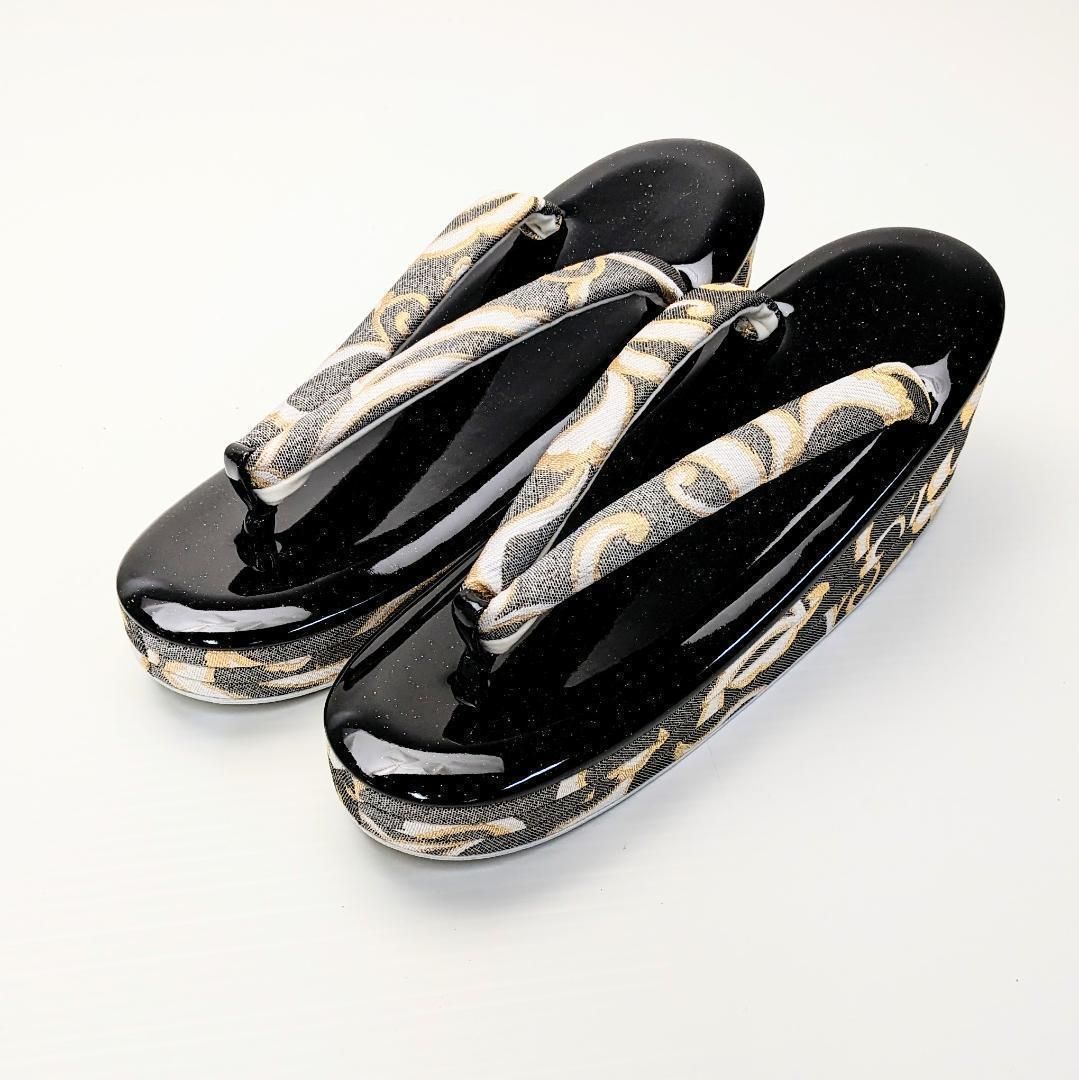 和装 草履 バッグ セット ゴールド 黒 ブラック フリーサイズ u71-4  