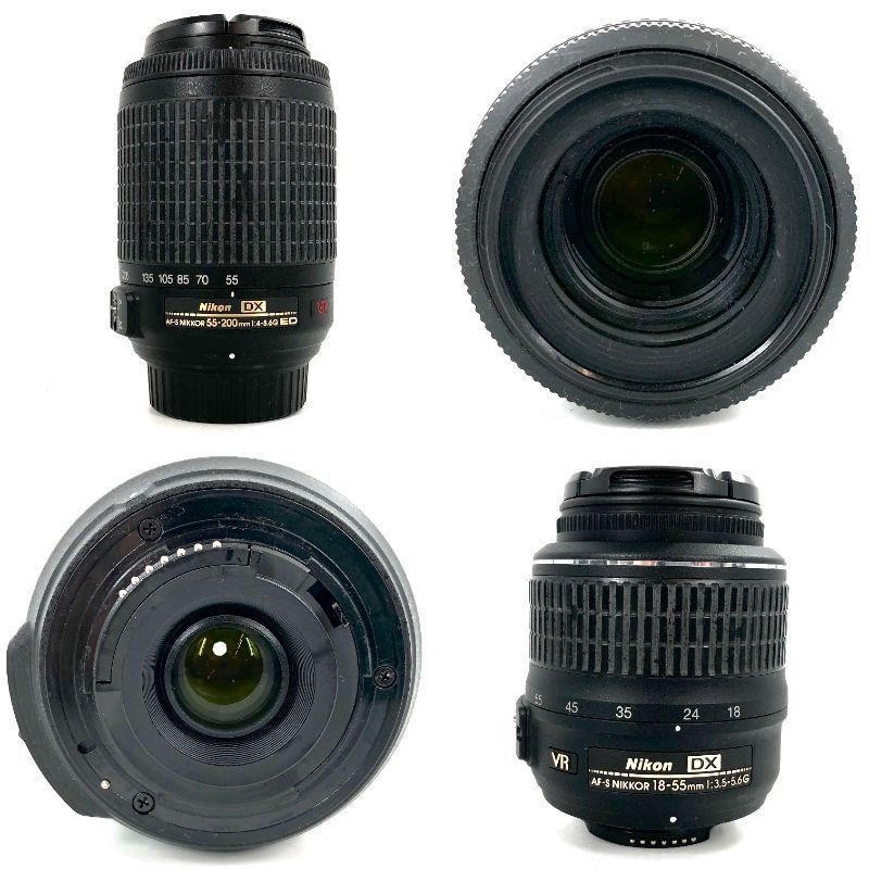 Nikon ニコン D3200 ダブルレンズキット AF-S DX NIKKOR 18-55mm 1:3.5-5.6G VR 55-200mm 1:4-5.6 ズームレンズ 動作確認済み【ND-14】