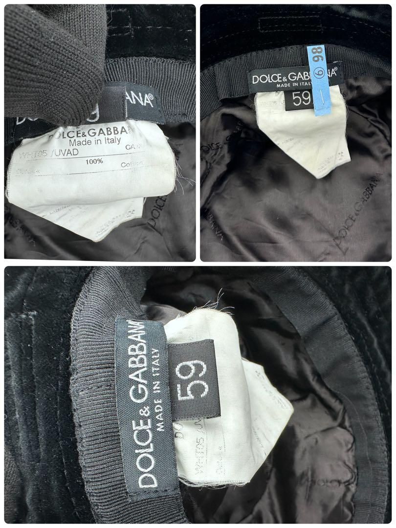 ドルガバ D&G ハット 黒 ブラック 帽子 サイズ59 ハラコ バケット