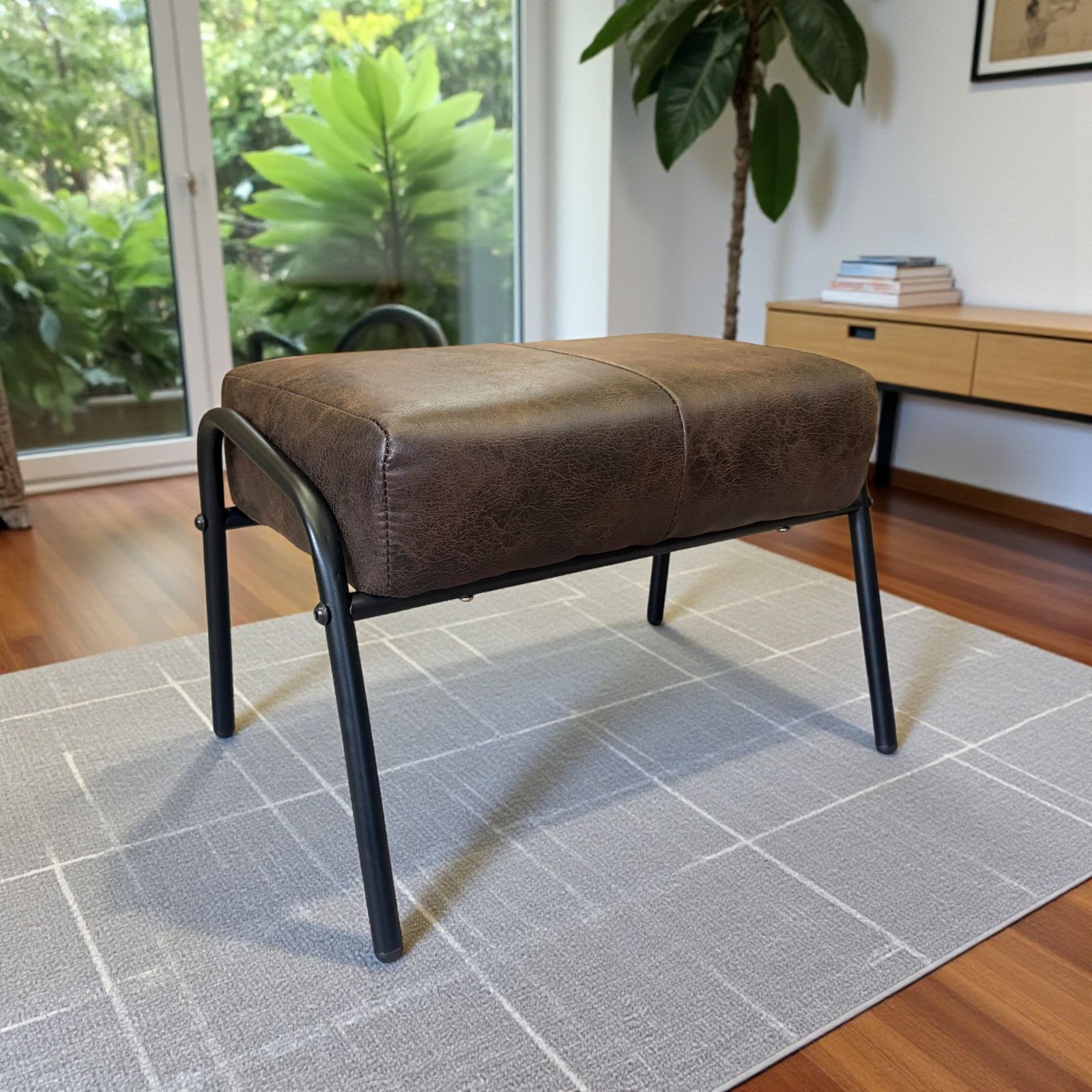 新品】K【幅55cm】ヴィンテージスタイル オットマンチェア スツール