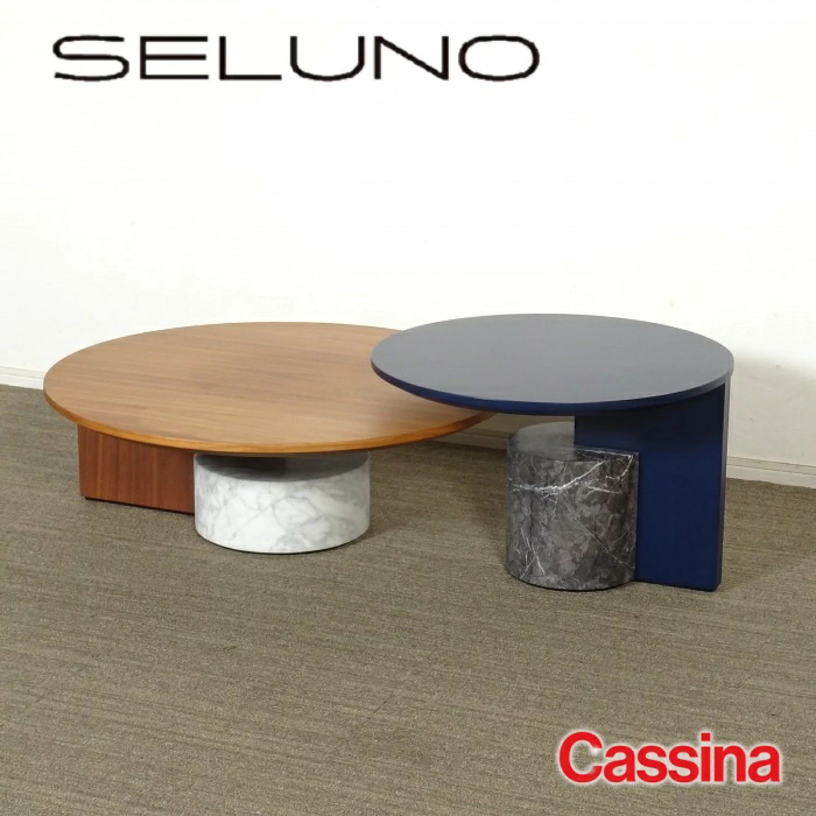 ◾︎SELUNO◾︎ 展示 Cassina カッシーナ 557 SENGU セングウ ローテーブル 2点セット アメリカンウォールナット材 - マットネイビー塗装 152万 v739