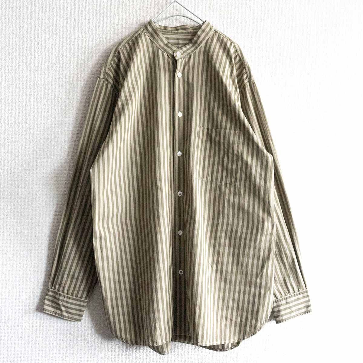 極美品】CristaSeya 【Striped Cotton Mao Shirt】M クリスタセヤ