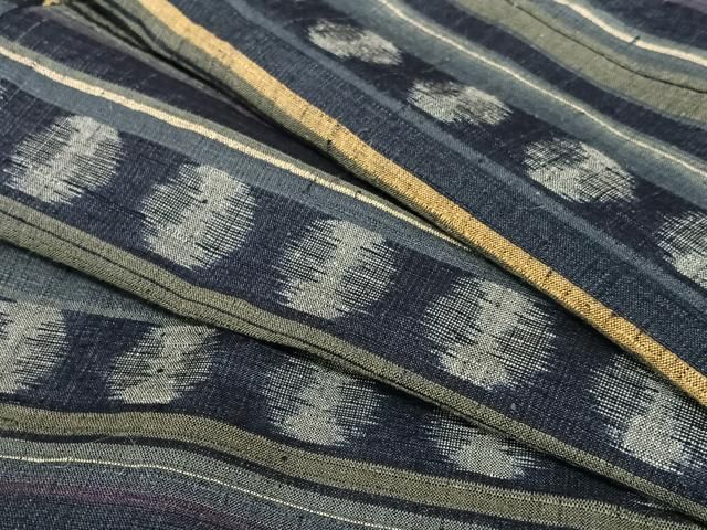 平和屋着物○上質な紬 横段丸文 正絹 逸品 AAAX0714zg