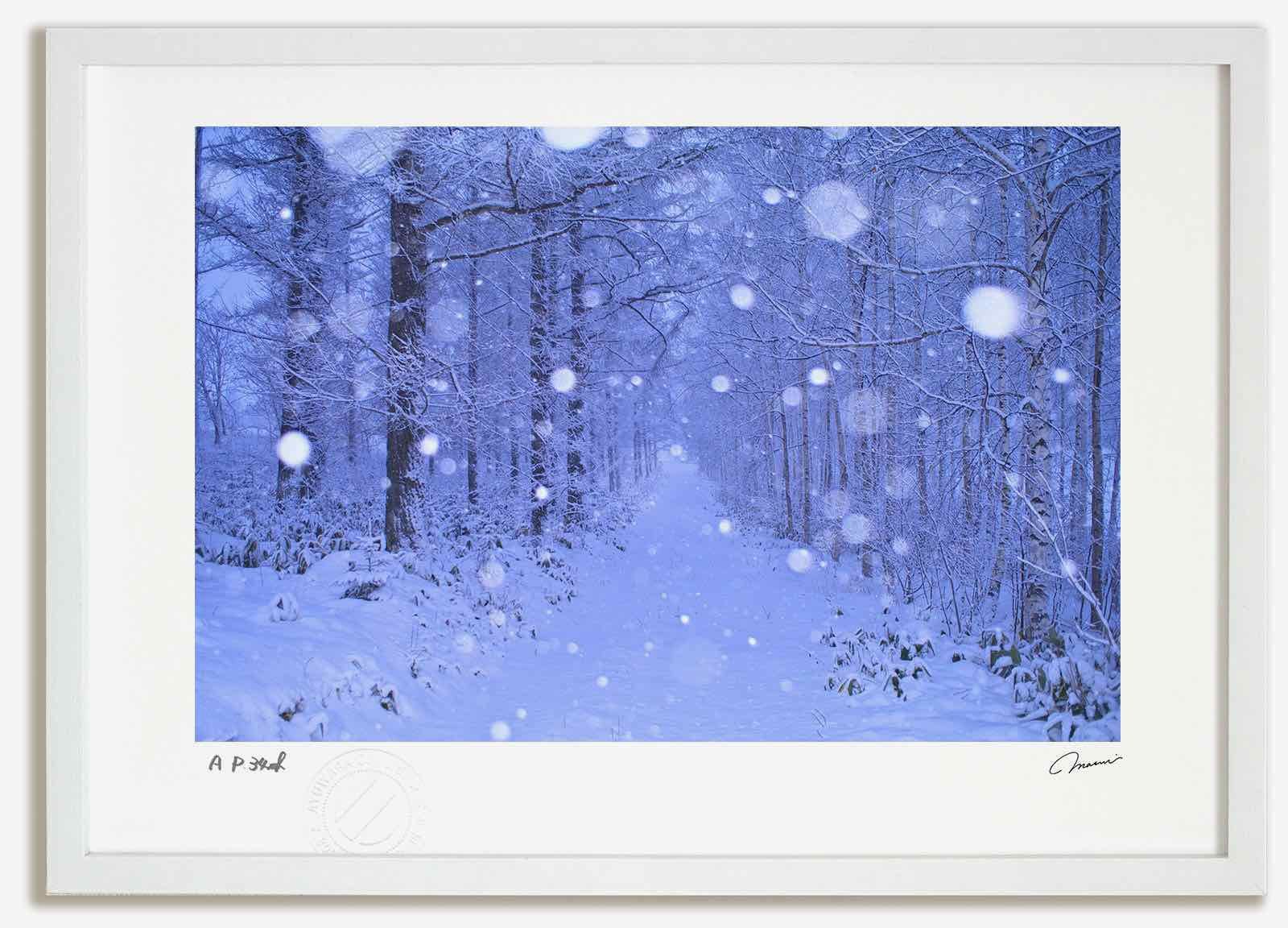 アートフォト 絵画 雪の小道2 高橋真澄/インテリア 額入り 額装込 風景画 油絵 ポスター アート アートパネル リビング 玄関 プレゼント モダン アートフレーム 飾る Mサイズ おしゃれ 壁掛け 絵
