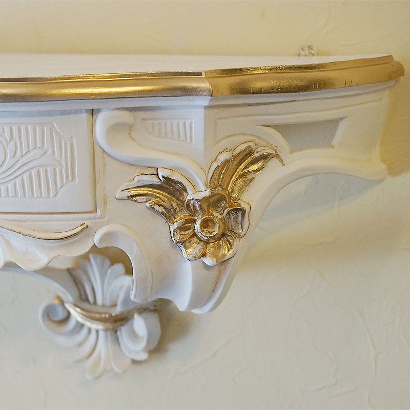 壁掛け コンソール 引出し付 卸売 ホワイト＆ゴールド イタリア製