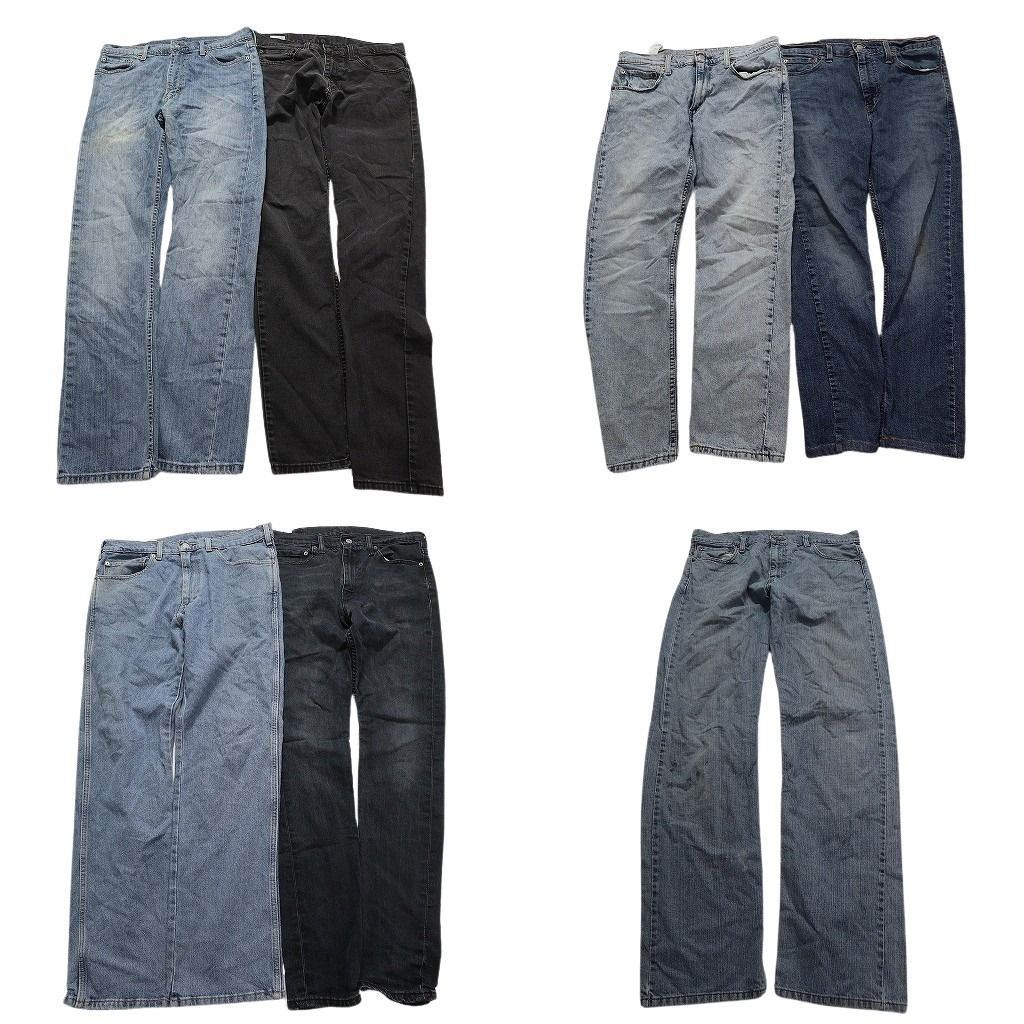 古着卸 まとめ売り リーバイス 品番MIX デニム パンツ 7枚セット (メンズ W34 /W33 ) ブラックデニム 510 502 512 ライトブルー MX0752