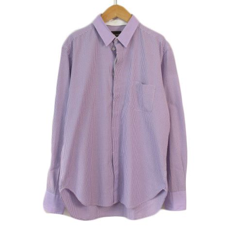 コースト COAST シャツ ギンガムチェック 2way L ブルガリア製 紫 パープル