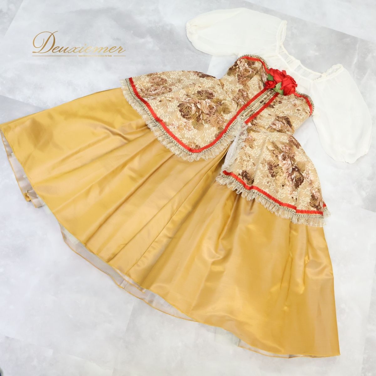 バレエ 衣装 ロマンティックチュチュ ワンピース ドレス 子供 ジュニア 茶色 赤 ゴールド 花柄 柄 模様 発表会 劇 キッズ ブラウン系 ゴールド系 衣装 子供用 かわいい ステージ用 発表会用 おしゃれ ダンス 衣装 コスチューム フラワー バレエ 衣装 ロマンティックチュチュ ワンピース ドレス 子供
