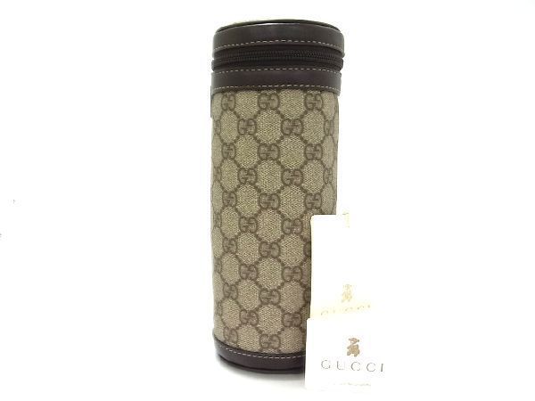 □極美品□ GUCCI グッチ 271360 GG柄 PVC×レザー ボトルカバー 哺乳瓶