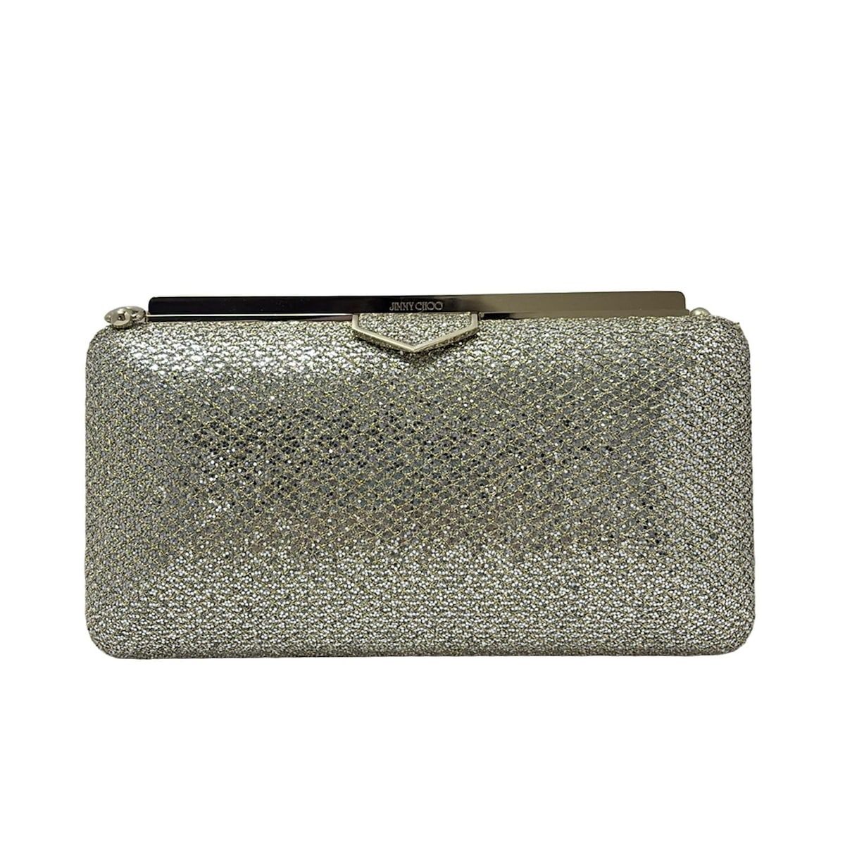 JIMMY CHOO ジミーチュウ クラッチバッグ エリプス シルバー×ゴールド ホログラムシールなし