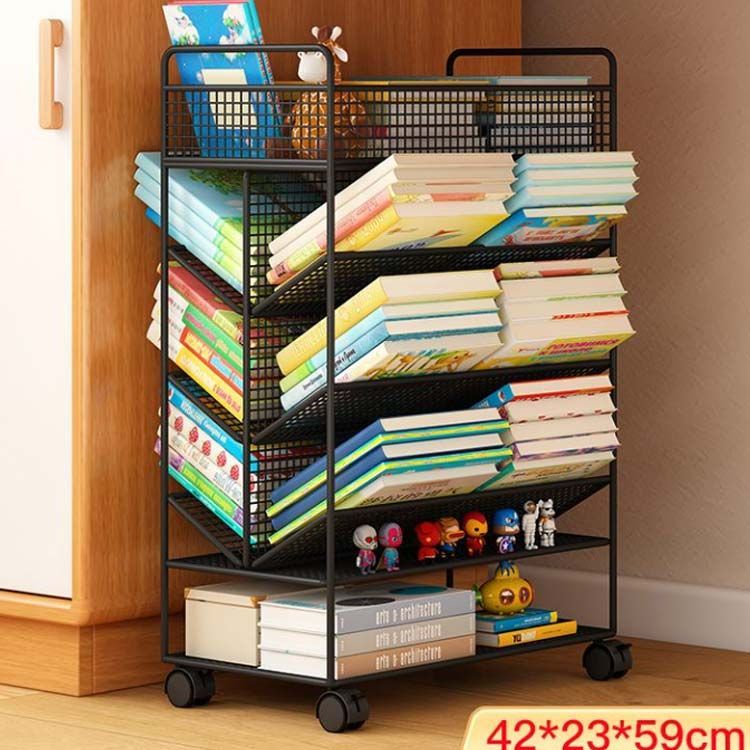 ファイルラック スチール製 5段 幅90 A4 斜め棚 キャスター付 ホワイト