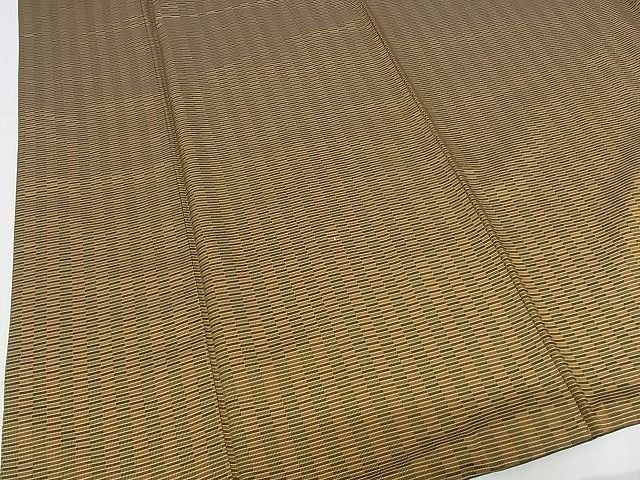 平和屋本店□希少 山下八百子 本場黄八丈 市松綾織 紬 横段文 正絹