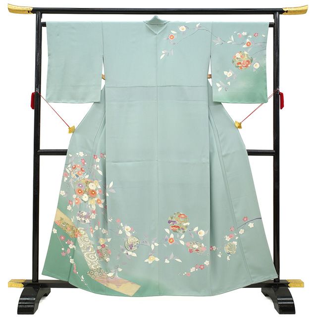 新古品】 訪問着 着物 正絹 袷 未使用 フォーマル 手描き友禅 水