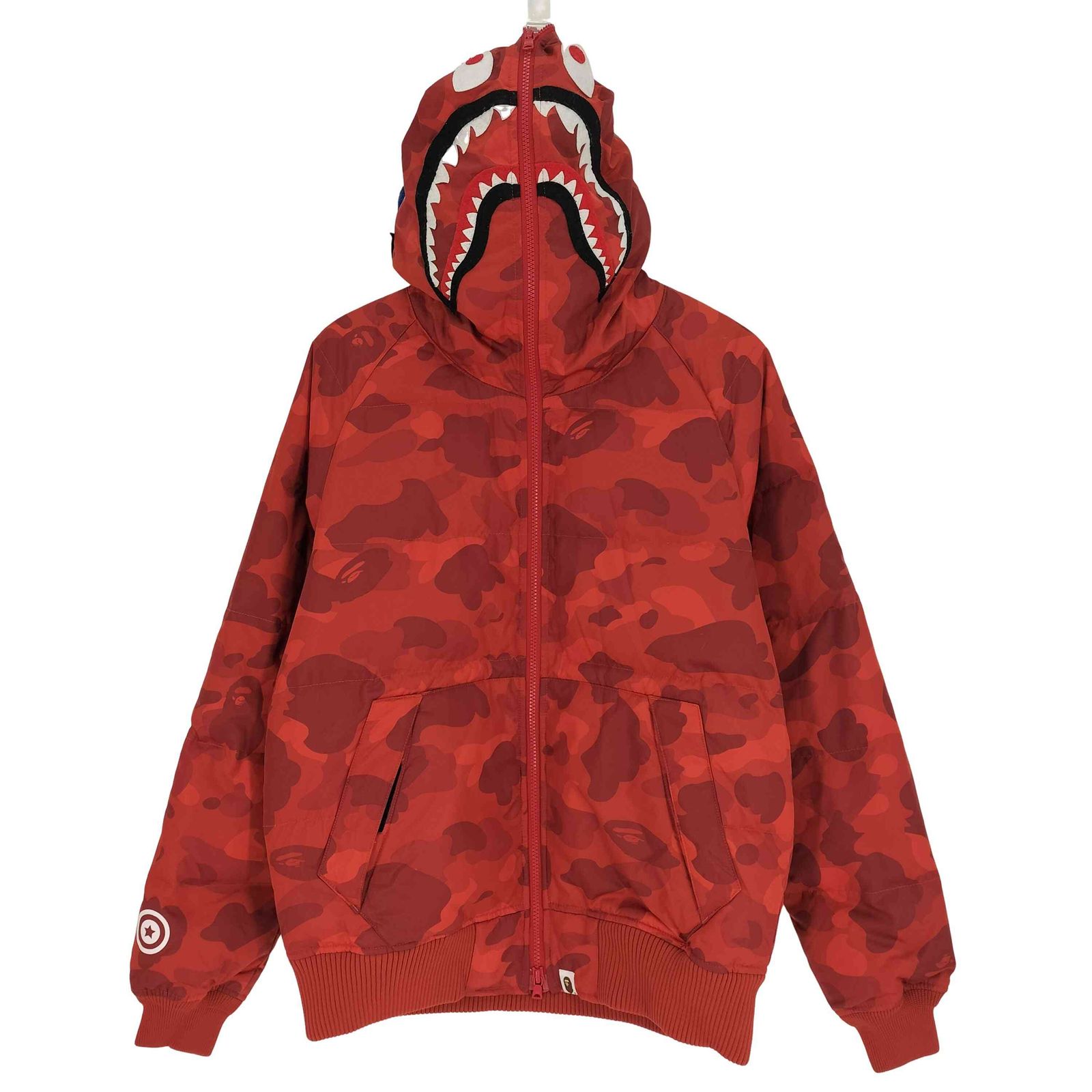 アベイシングエイプ A BATHING APE Red Camo Full-Zip Shark Down 