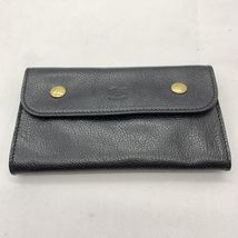 中古】IL BISONTE フラップミドルウォレット ブラック
