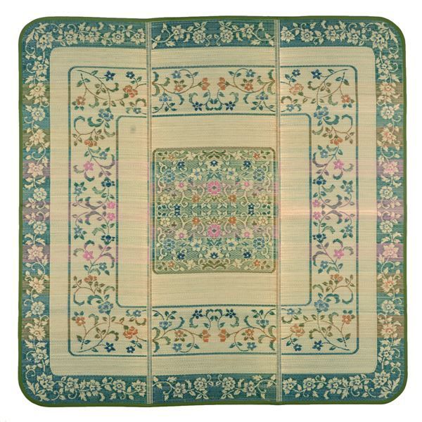 い草 ラグマット 絨毯 約200×200cm グリーン 日本製 縁：綿100％ エンペラー リビング ダイニング 模様替え