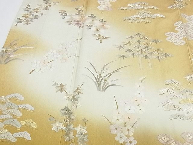 平和屋本店□極上 訪問着 総刺繍 吉祥草花文 暈し染め 金糸