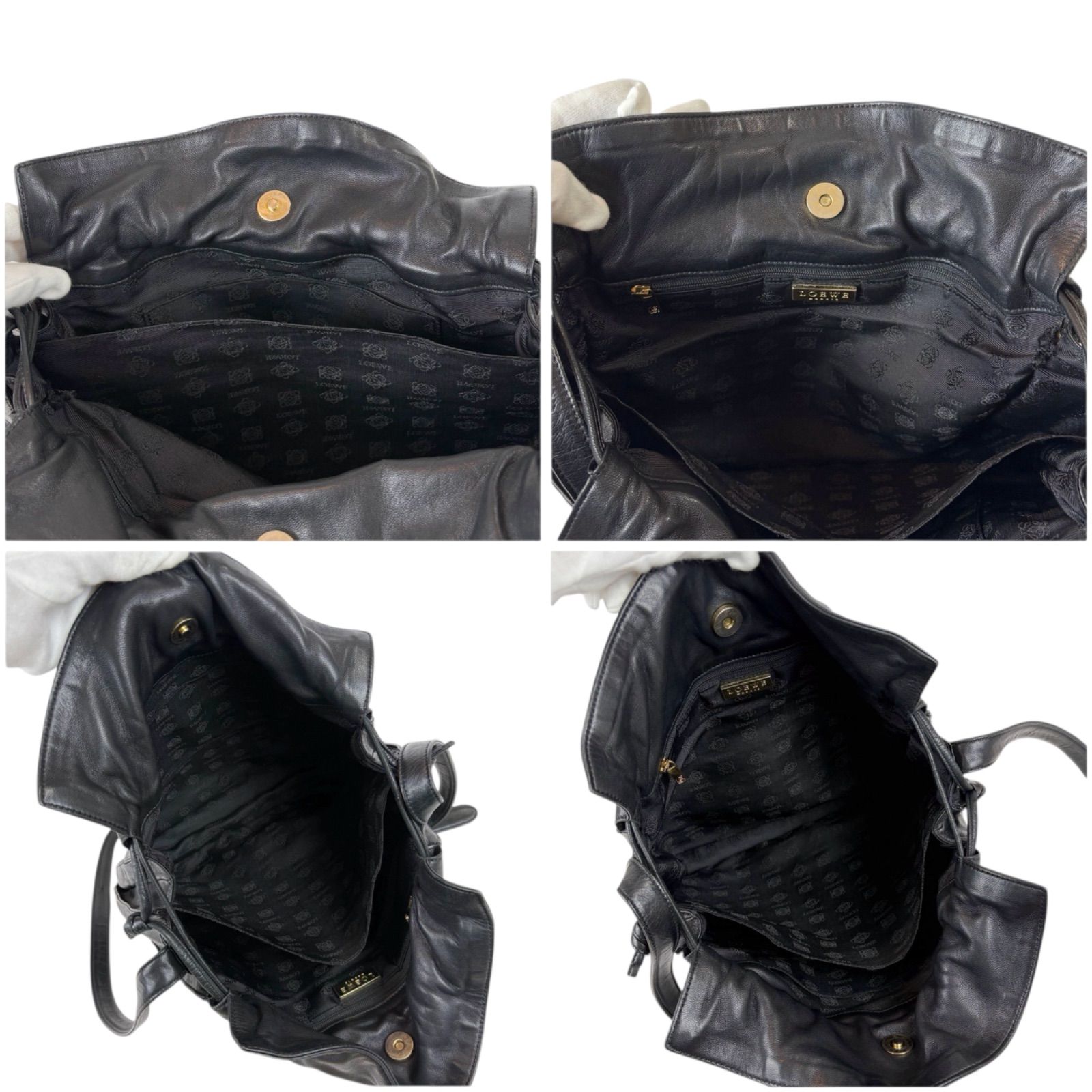 ロエベ LOEWE ショルダーバッグ フラメンコ ブラック 巾着型 ナッパ 