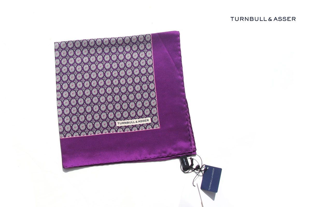 ｜♥｜ターンブル-アッサー｜Turnbull - Asser｜08｜オーバル柄シルクポケットチーフ