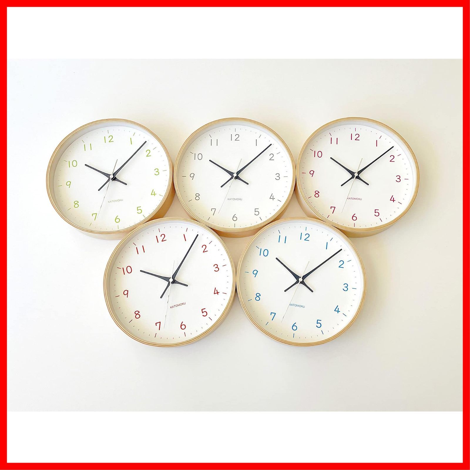 特価商品】clock plywood 22 電波時計 ライトブラック KATOMOKU