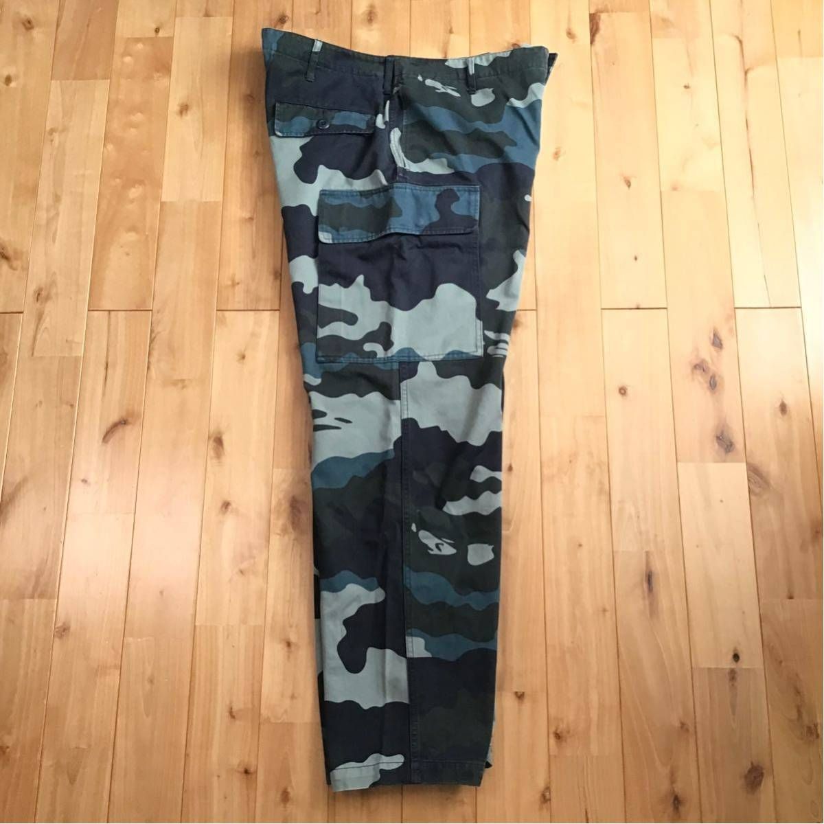 Woodland camo カーゴパンツ Lサイズ blue a bathing ape BAPE camo