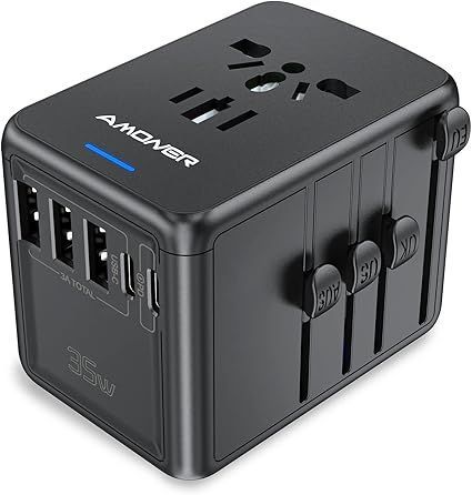 【在庫処分】変換プラグ Amoner 海外電源変換アダプタ 急速充電 3 USB-Aポートと2 USB-Cポート付きと1*ACコンセント 4種セットACアダプター US/UK/EUR/AUS対応 TYPE-C 2000W/8A 5.6A Cタイプ海外旅